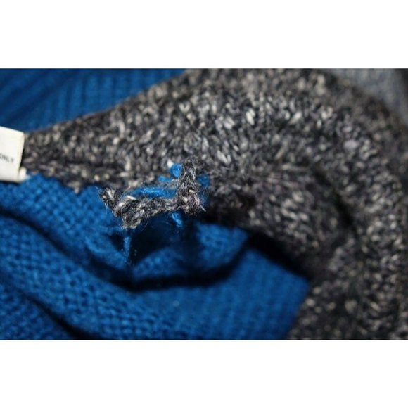 Vintage Snakeskin Leather Sweater Teal Blue & Gray Oversized Cowl Neck Pullover - Picture 10 of 10